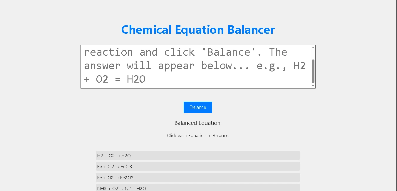 Chemical Equation Balancer